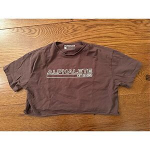 Alphalete Brown Cropped Lifestyle Tee – Size Small